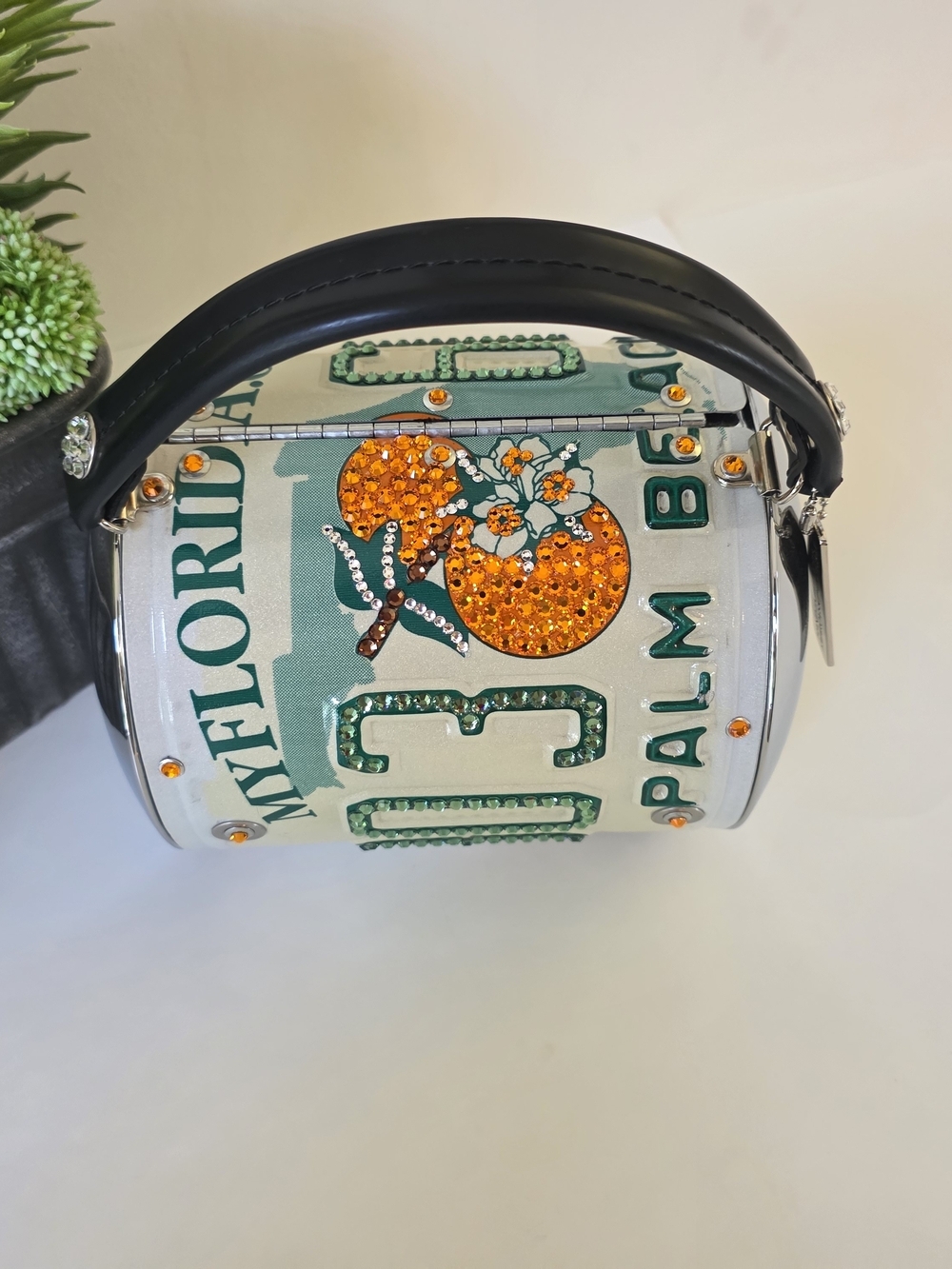 Vintage Littlearth Roadflair FL Swarovski Crystal License Plate Hand Bag- Rare